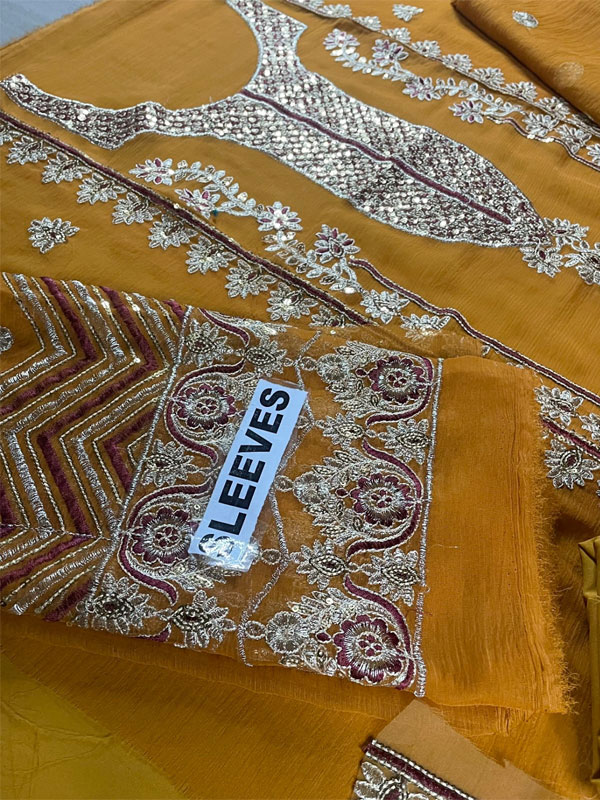 Heavy Sequence Embroidered Chiffon Dress With Chiffon Embroidered Dupatta (Unstitched) (CHI-1003)