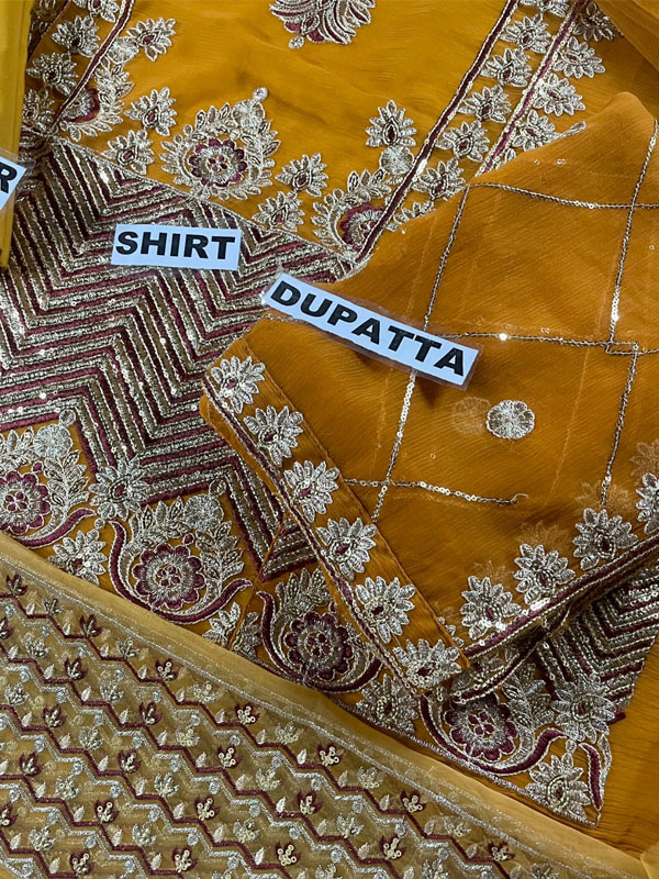 Heavy Sequence Embroidered Chiffon Dress With Chiffon Embroidered Dupatta (Unstitched) (CHI-1003)