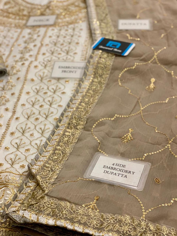 Heavy Embroidered Chiffon Dress With Chiffon Spengle Embroidered Dupatta (Unstitched) (CHI-1004)