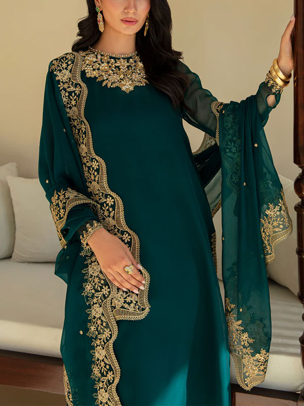 Heavy Chiffon Embroidered Dress With Embroidered Chiffon Dupatta (Unstitched) (CHI-1005)