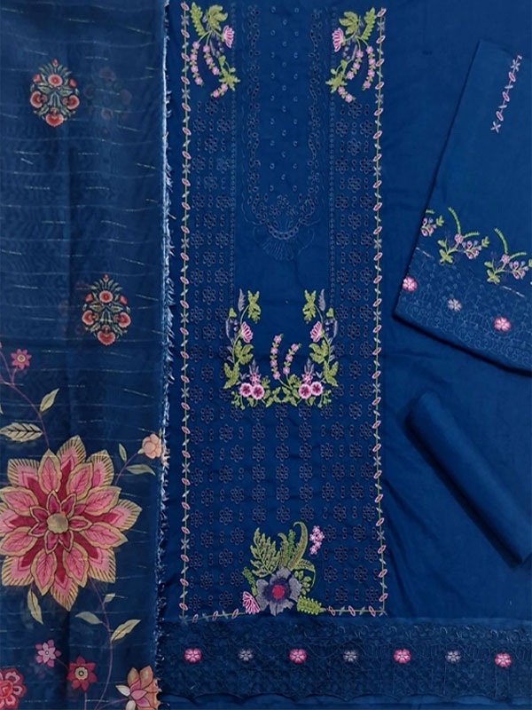 Qalamkar Lawn Heavy Headskip Booring Embroidry Dress Digital Printe Diamond Dupatta 3 Pec Suit (Unstitched) (DRL-2317)