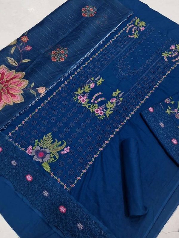 Qalamkar Lawn Heavy Headskip Booring Embroidry Dress Digital Printe Diamond Dupatta 3 Pec Suit (Unstitched) (DRL-2317)