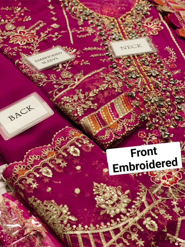 Heavy Embroidered Chiffon Party Wear Dress With Chiffon Embroidered Dupatta (Unstitched) (CHI-1007)