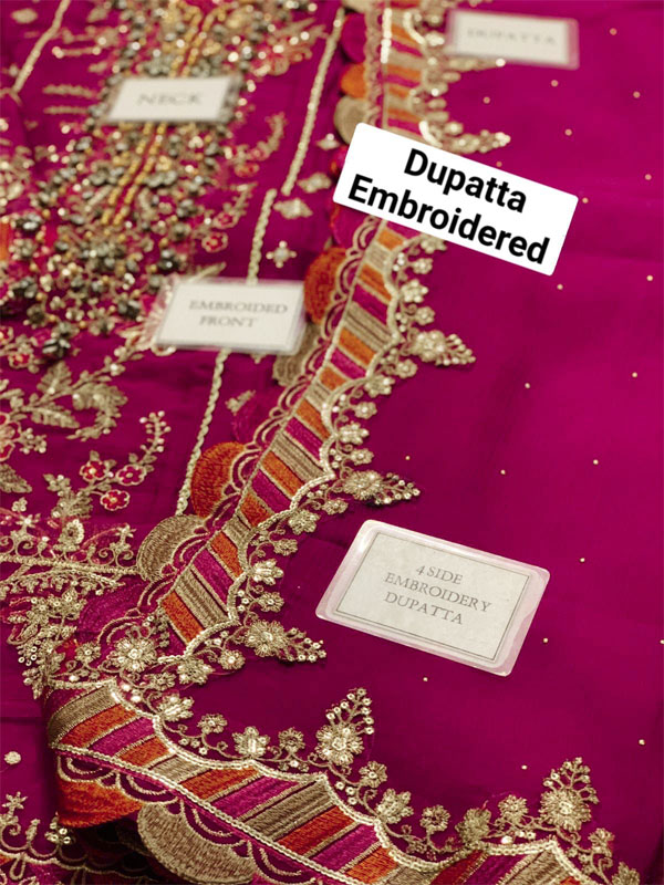 Heavy Embroidered Chiffon Party Wear Dress With Chiffon Embroidered Dupatta (Unstitched) (CHI-1007)