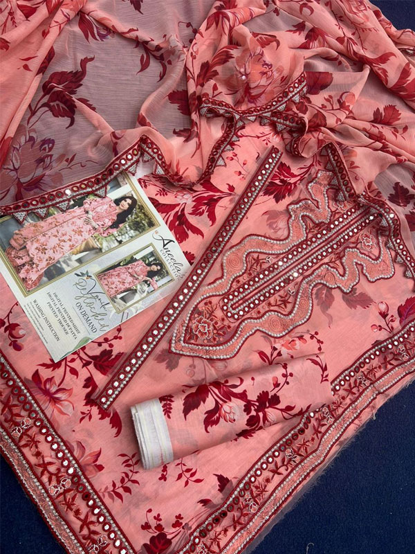 Luxury Lawn Digital Printed Heavy Embroidered Dress With Chiffon Embroidery Dupatta (Unstitched) (DRL-2322)