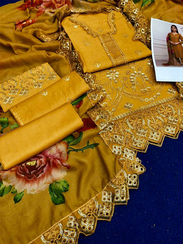 Cotton Boring Chicken Karri Embroidered  Dress With Silk Embroidered Dupatta (Unstitched) (DRL-2324)