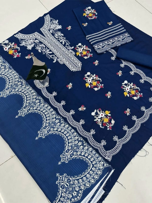 Dhanak Heavy Embroidered Dress With Kortai Printed Shawl (Unstitched) (KD-259)
