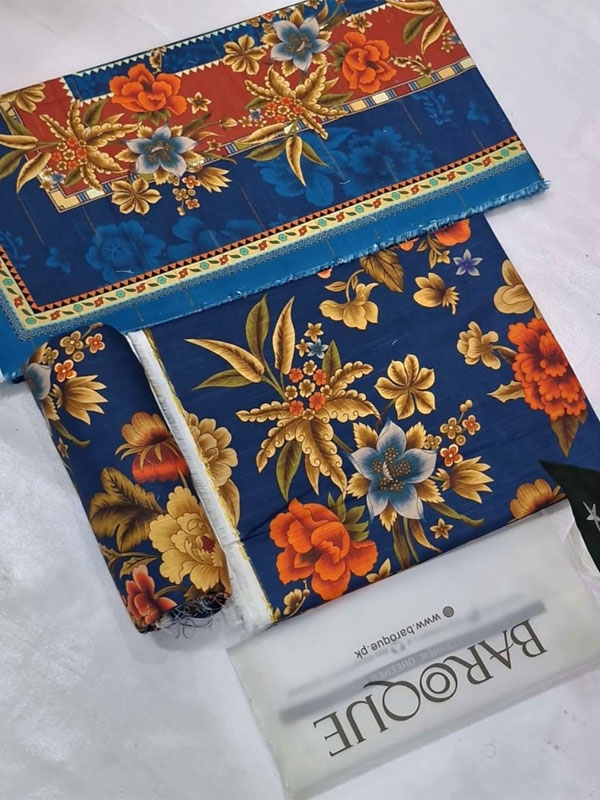 3 PCs Printed Khaddar Dress With Digital Printed Khaddar Dupatta (Unstitched) (KD-260)