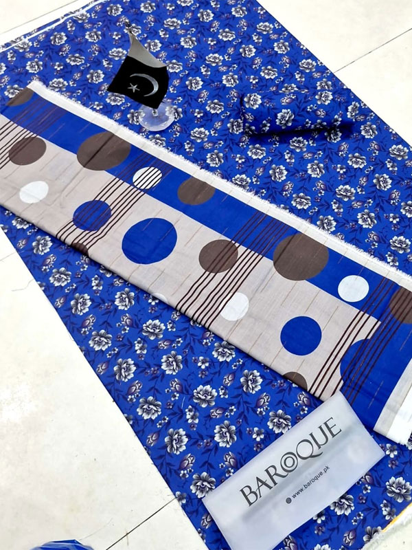 3 PCs Printed Khaddar Dress With Digital Printed Khaddar Dupatta (Unstitched) (KD-261)	