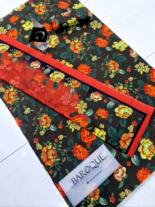 3 PCs Printed Khaddar Dress With Digital Printed Khaddar Dupatta (Unstitched) (KD-262)	