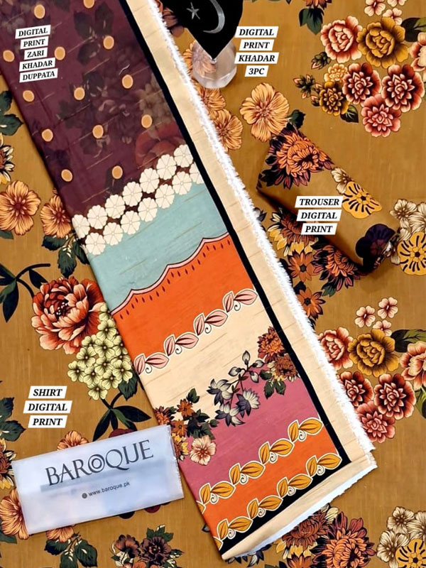 3 PCs Printed Khaddar Dress With Digital Printed Khaddar Dupatta (Unstitched) (KD-264)	