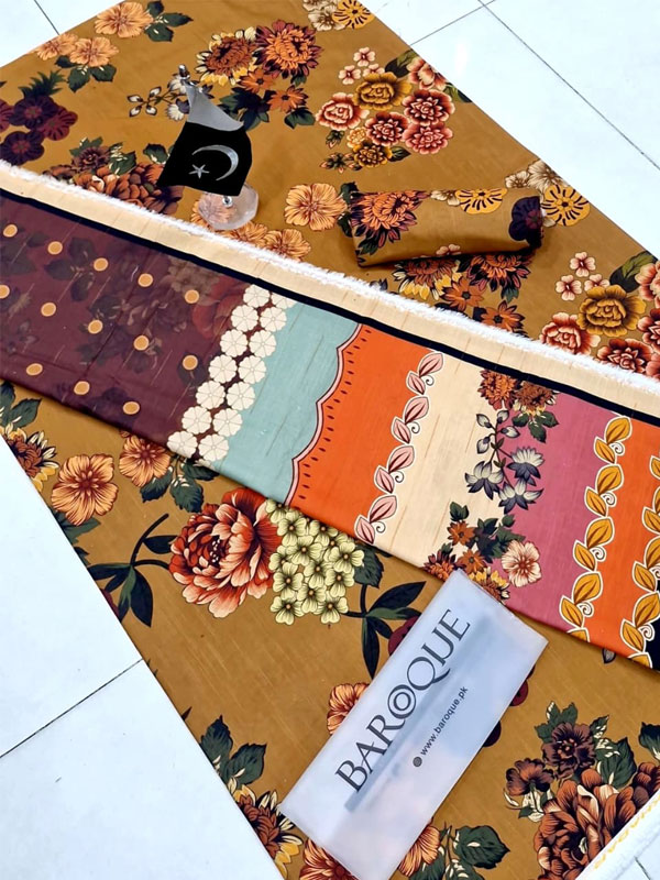 3 PCs Printed Khaddar Dress With Digital Printed Khaddar Dupatta (Unstitched) (KD-264)	