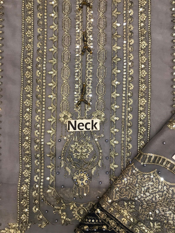 Chiffon Heavy Embroidered Dress With Embroidered Chiffon Dupatta (Unstitched) (CHI-1022)