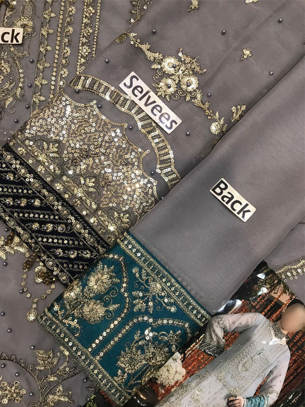 Chiffon Heavy Embroidered Dress With Embroidered Chiffon Dupatta (Unstitched) (CHI-1022)