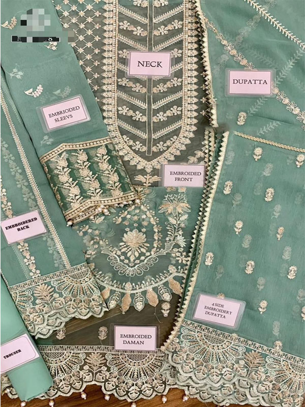 Heavy Embroidere Chiffon Wedding Dress With Embroidered Chiffon Dupatta (Unstitched) (CHI-1024)
