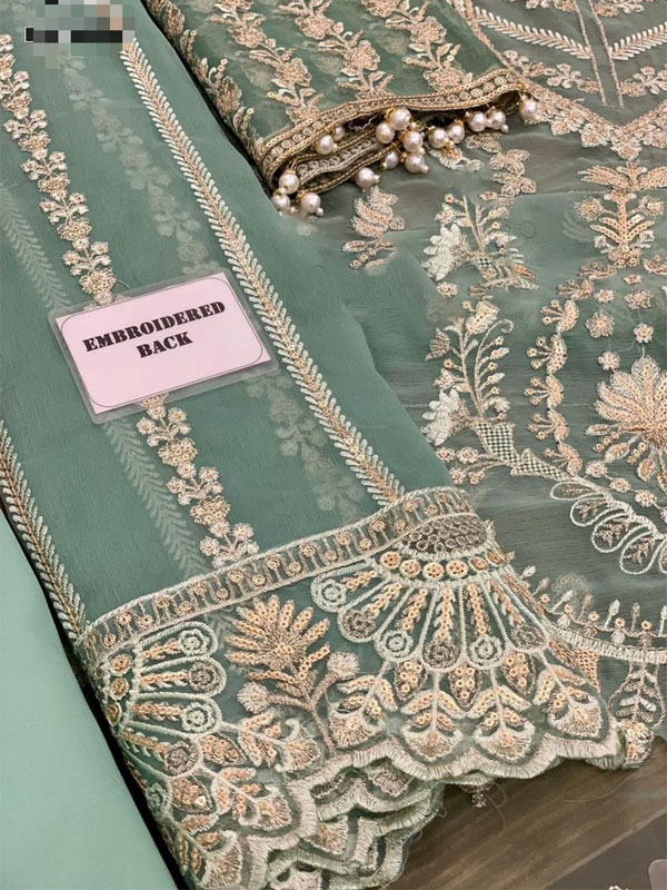 Heavy Embroidere Chiffon Wedding Dress With Embroidered Chiffon Dupatta (Unstitched) (CHI-1024)