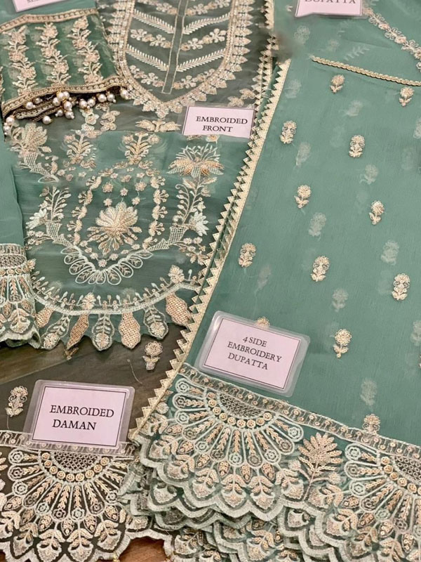 Heavy Embroidere Chiffon Wedding Dress With Embroidered Chiffon Dupatta (Unstitched) (CHI-1024)
