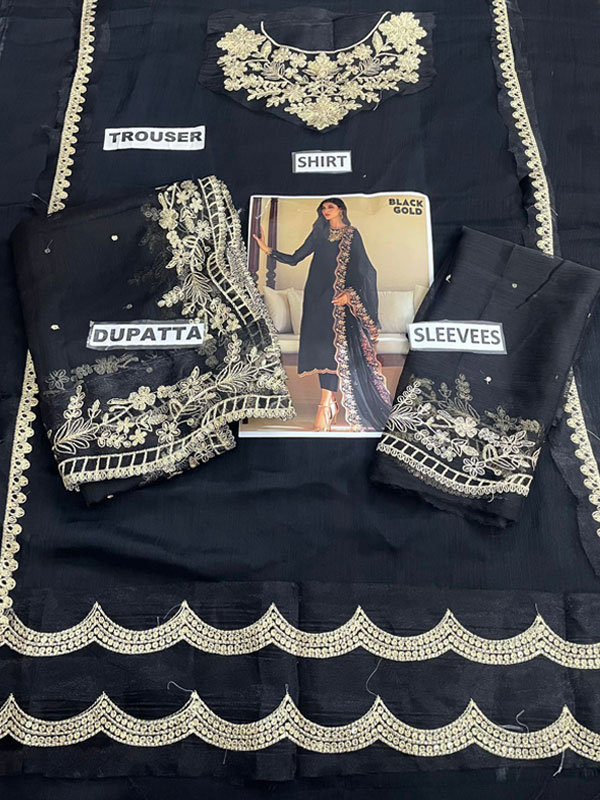 Heavy Chiffon Embroidered Dress With Embroidered Chiffon Dupatta (Unstitched) (CHI-1026)