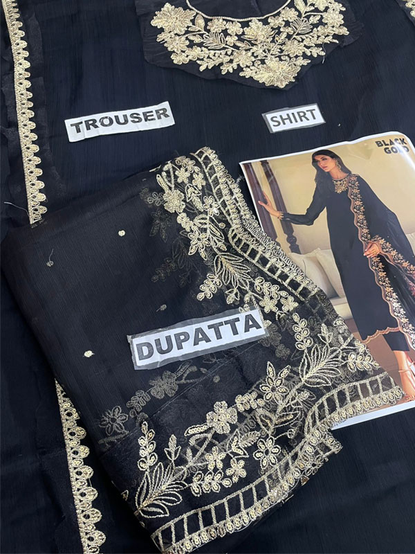 Heavy Chiffon Embroidered Dress With Embroidered Chiffon Dupatta (Unstitched) (CHI-1026)