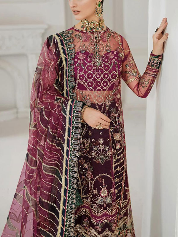 NET Sequence Heavy Embroidered Dress With Embroidered NET Dupatta (Unstitched) (CHI-1029)