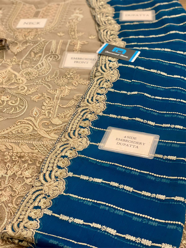 Chiffon Heavy Embroidered Dress With Chiffon Embroidered Cut Work Dupatta (Unstitched) (CHI-1045)