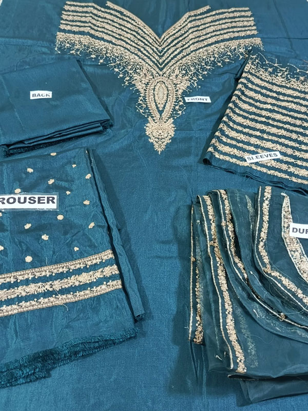 JAZMIN Silk Heavy Embroidered Dress With Organza Embroidered Dupatta (Unstitched) (CHI-1048)