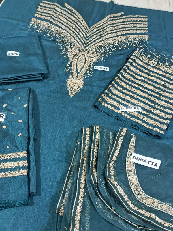 JAZMIN Silk Heavy Embroidered Dress With Organza Embroidered Dupatta (Unstitched) (CHI-1048)