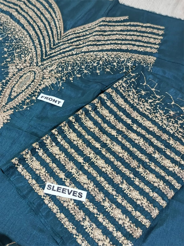 JAZMIN Silk Heavy Embroidered Dress With Organza Embroidered Dupatta (Unstitched) (CHI-1048)