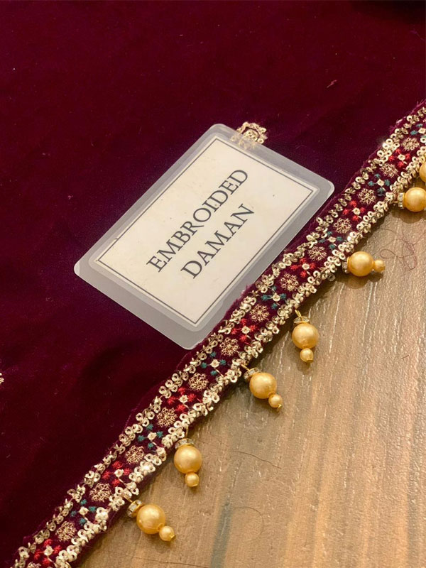  Velvet Heavy Embroidered Dress With Chiffon Embroidered Dupatta (Unstitched) (CHI-1050)