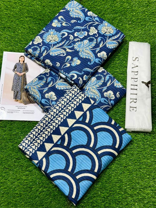 Sapphire 3 PCs Printed Khaddar Dress With Printed Khaddar Dupatta (Unstitched) (KD-270)