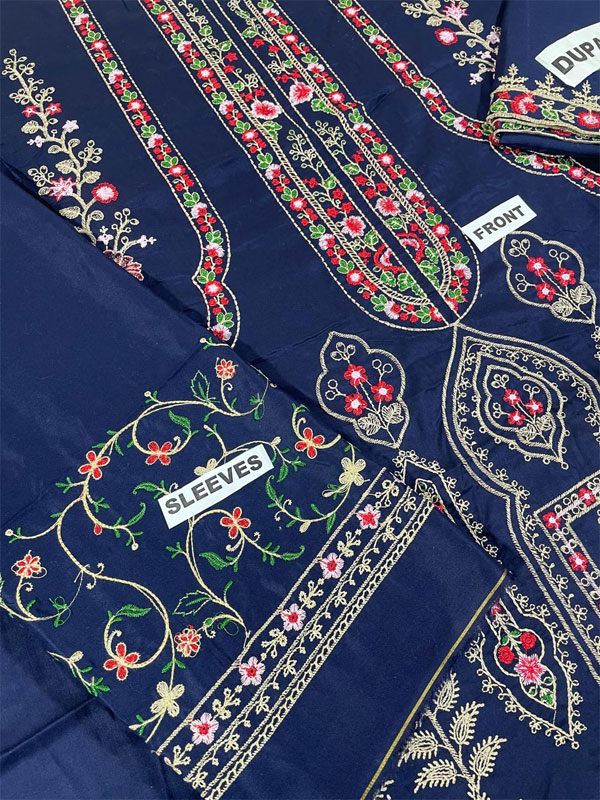 Linen Embroidered Dress With Linen Embroidered Dupatta (Unstitched) (LN-408)