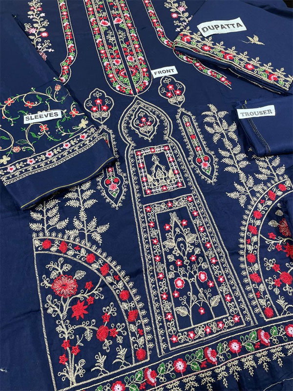 Linen Embroidered Dress With Linen Embroidered Dupatta (Unstitched) (LN-408)