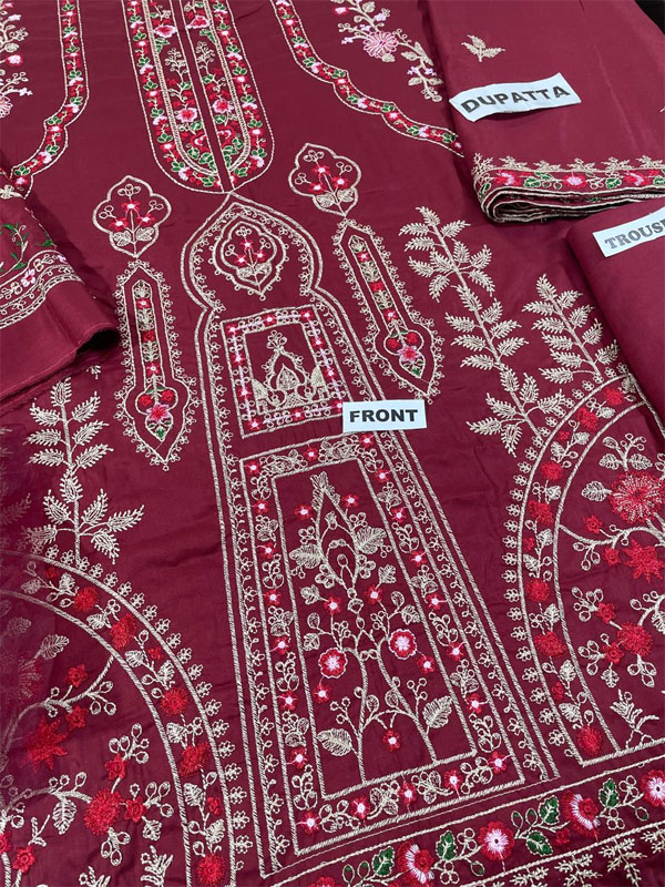 Linen Embroidered Dress With Linen Embroidered Dupatta (Unstitched) (LN-409)