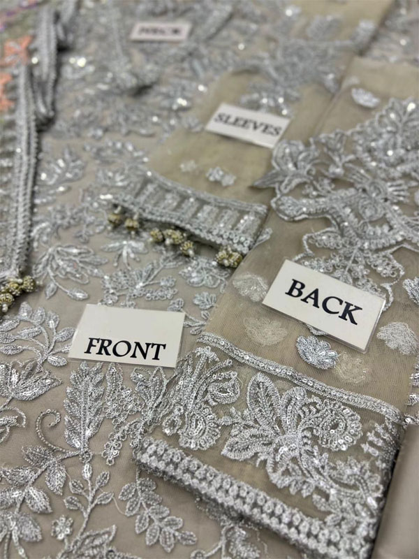 NET Heavy Embroidered Dress With Multi Spengle Embroidered Dupatta (Unstitched) (CHI-1052)