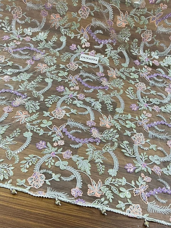 NET Heavy Embroidered Dress With Multi Spengle Embroidered Dupatta (Unstitched) (CHI-1052)