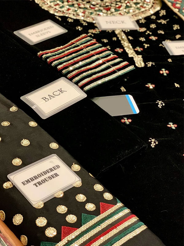 Fancy Embroidered Black Velvet Dress with Emb. Silk Trouser (Unstitched) (CHI-1054)