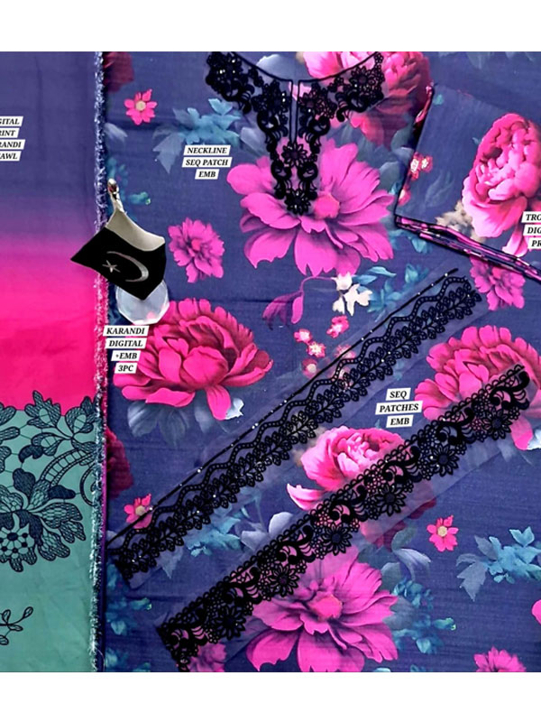 Digital Printed Karandi Dress With Karandi Printed Dupatta (Unstitched) (KD-274)