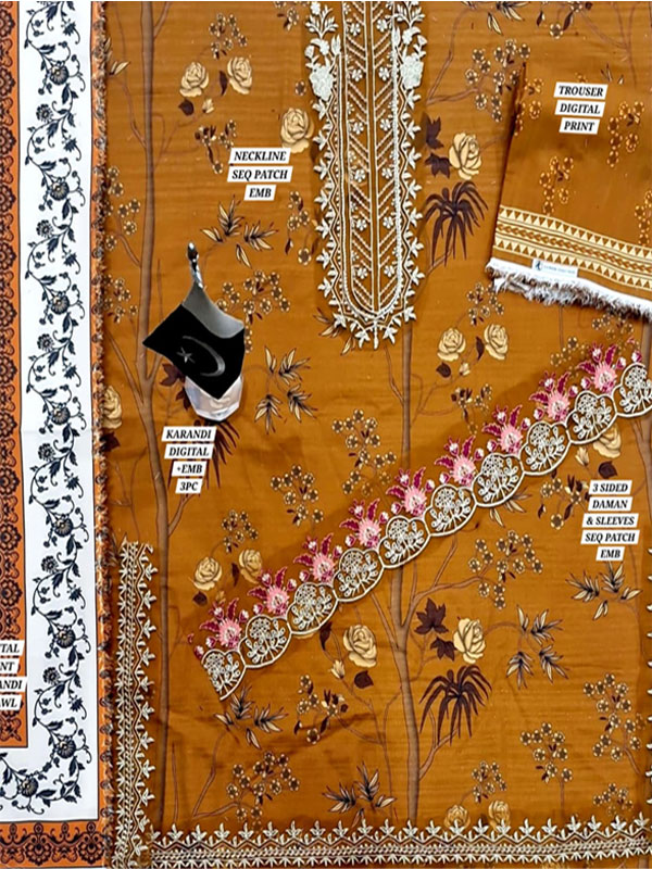 Digital Printed Karandi Dress With Karandi Printed Dupatta (Unstitched) (KD-275)	