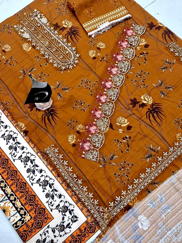 Digital Printed Karandi Dress With Karandi Printed Dupatta (Unstitched) (KD-275)	