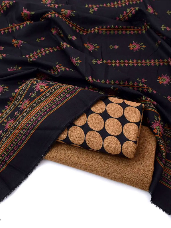 Digital Print Beige Dhanak Winter Dress with Dhanak Shawl (Unstitched) (KD-277)