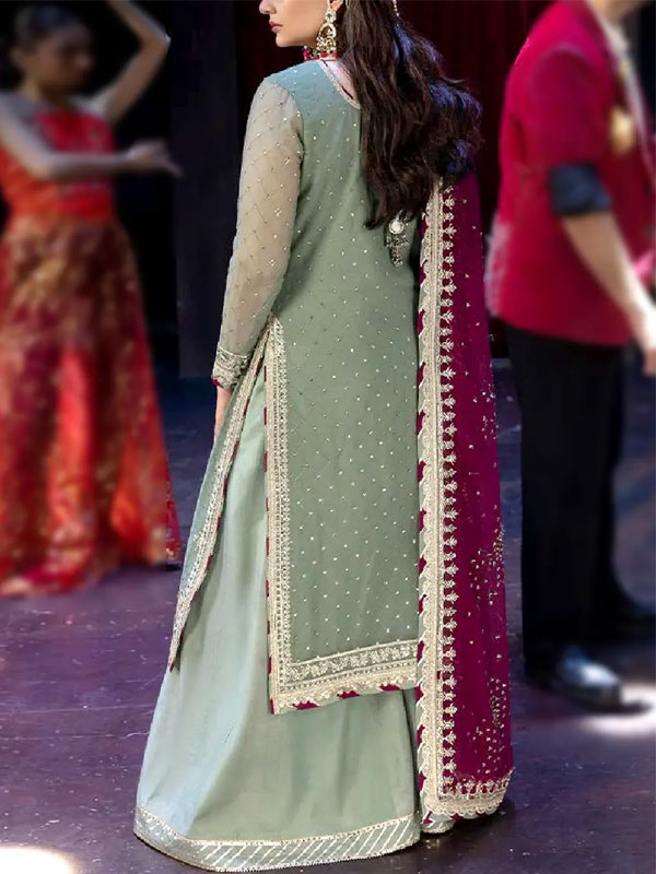 Premium Heavy Embroidered Chiffon Dress With Embroidered Chiffon Dupatta (Unstitched) (CHI-1059)