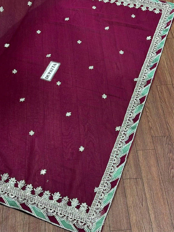 Premium Heavy Embroidered Chiffon Dress With Embroidered Chiffon Dupatta (Unstitched) (CHI-1059)