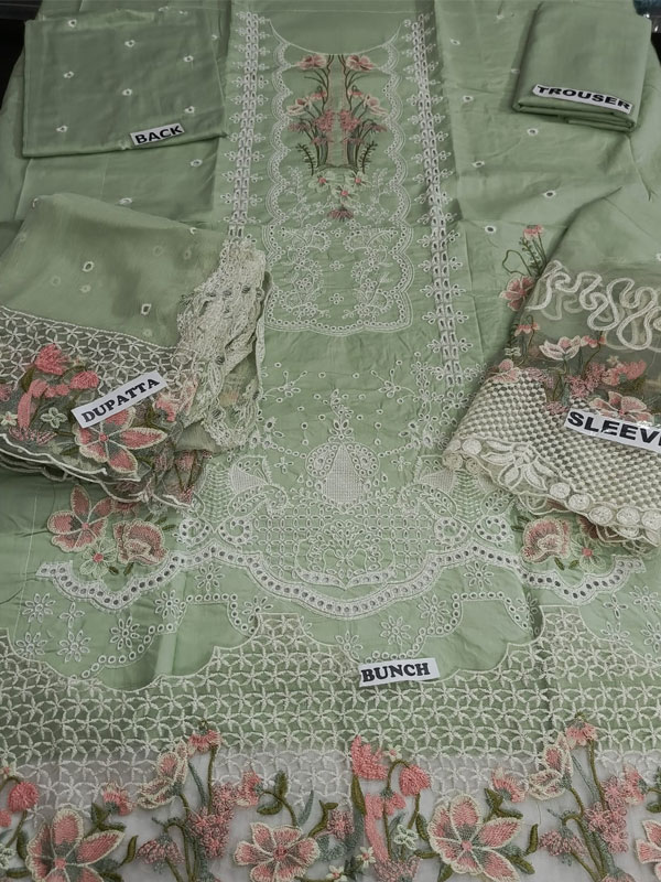 Cotton Heavy Embroidered Dress With Embroidered Chiffon Dupatta (Unstitched) (DRL-2345)