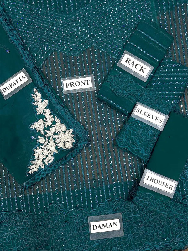 Chiffon Heavy Sequence Embroidery Dress Chiffon Embroidery Dupatta  (Unstitched) (CHI-1064)