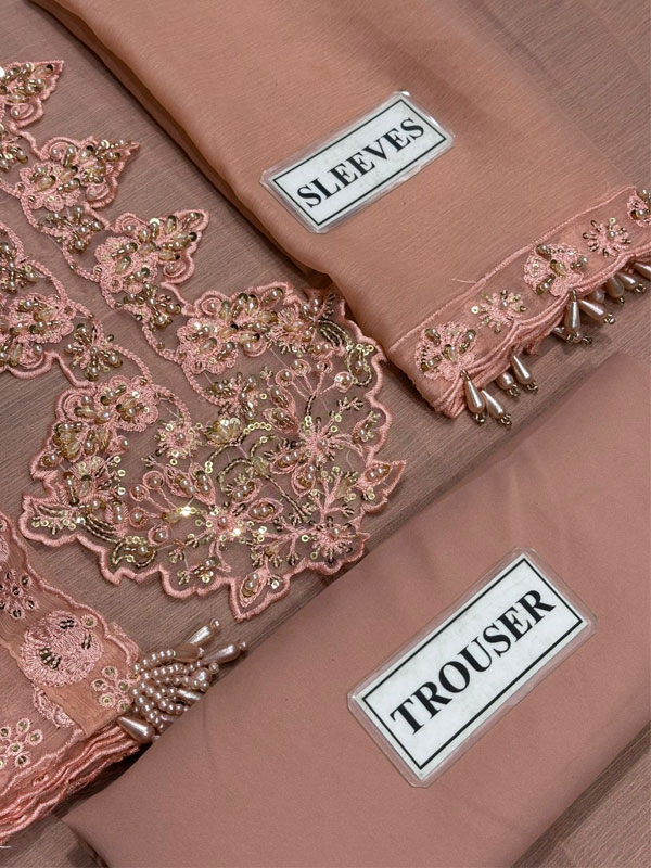 Premium Chiffon Heavy Emboidered Dress With Embroidered Chiffon Dupatta (Unstitched) (CHI-1072)