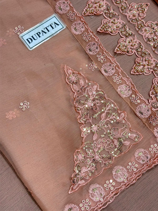 Premium Chiffon Heavy Emboidered Dress With Embroidered Chiffon Dupatta (Unstitched) (CHI-1072)