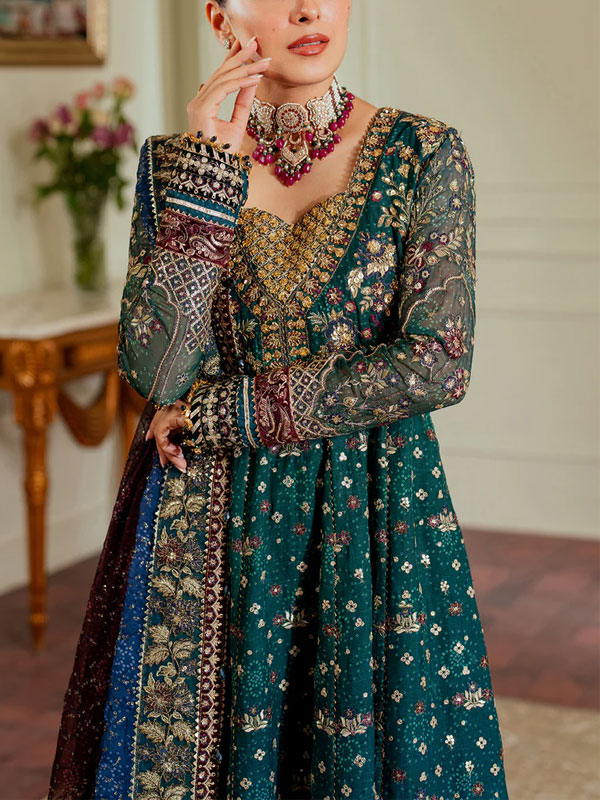 Chiffon Sequence Heavy Embroidered Dress With 4-Sided Embroidered Dupatta (Unstitched) (CHI-1074)