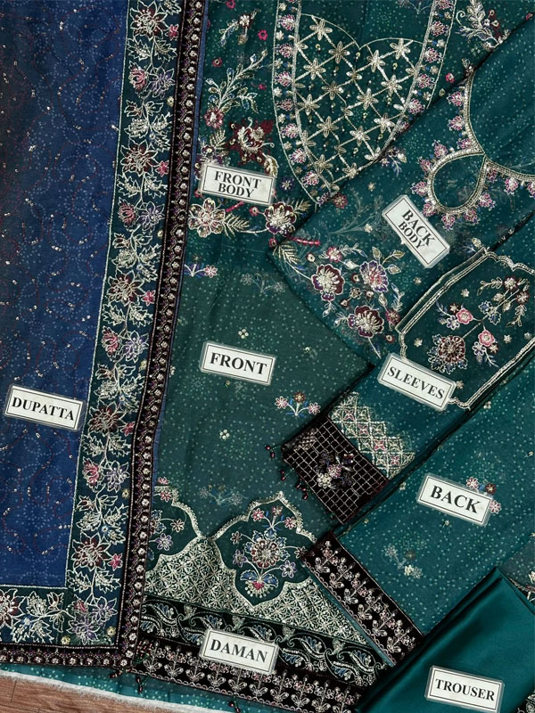 Chiffon Sequence Heavy Embroidered Dress With 4-Sided Embroidered Dupatta (Unstitched) (CHI-1074)