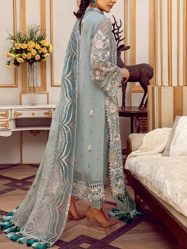 Chiffon Heavy Embroidered Dress With Embroidered Chiffon Dupatta (Unstitched) (CHI-1075)