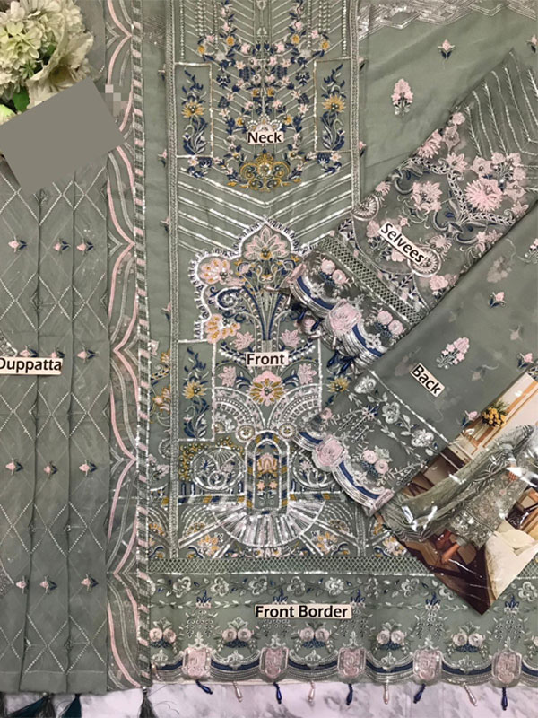 Chiffon Heavy Embroidered Dress With Embroidered Chiffon Dupatta (Unstitched) (CHI-1075)